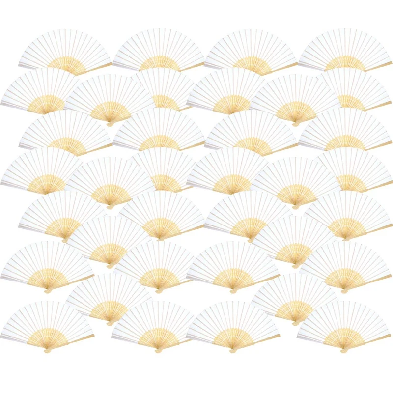 

Handheld Fan Bamboo Folding Fan Fan Church Wedding Gift Folding Fan, Stage Fan, Party Supplies, Diy Decoration (White, 36Packs