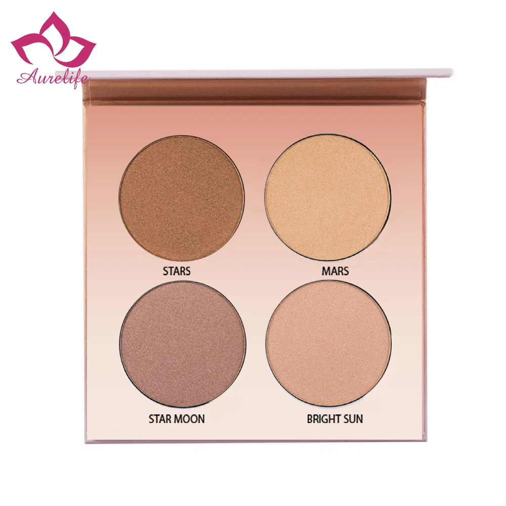 Aurelife 4 цвета Shimmer Glow Contour Kit Осветляющий Макияж Косметика телесный порошок Прямая