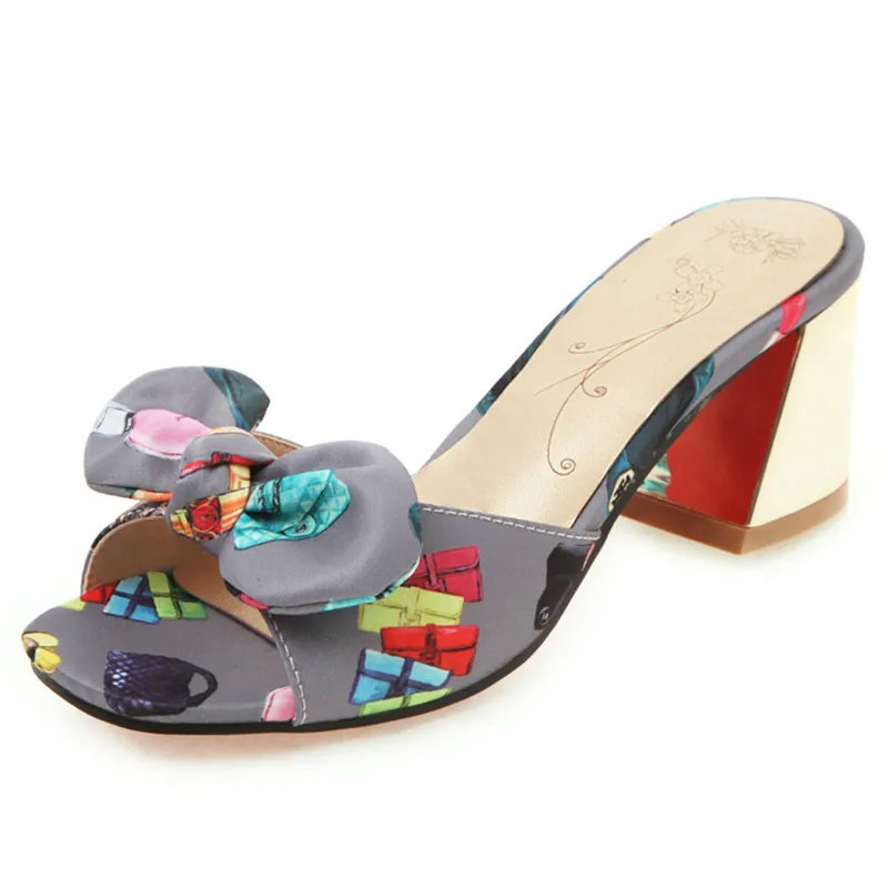 

BRKWLYZ Drop ship Size 34-43 Summer women's sandals slingback slip on fashion shoes women mules printing cloth ladies shoes