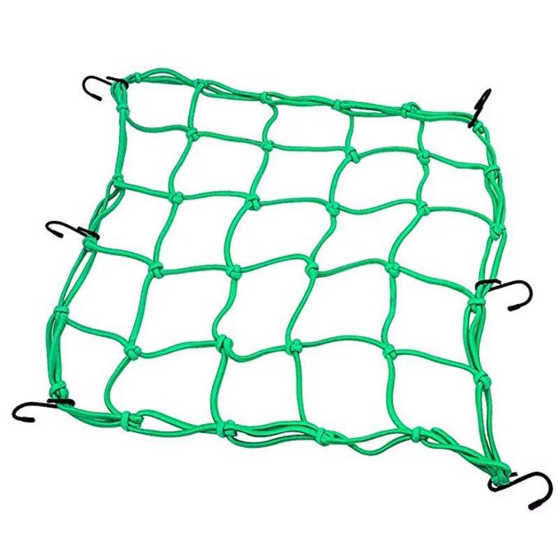 Велосипедное заднее сиденье для мотоцикла, грузовой багаж, сетчатый шнур, латексная банджи, сетка с резиновым наконечником, топливный бак, сеть, крючки, удерживайте - Цвет: Green