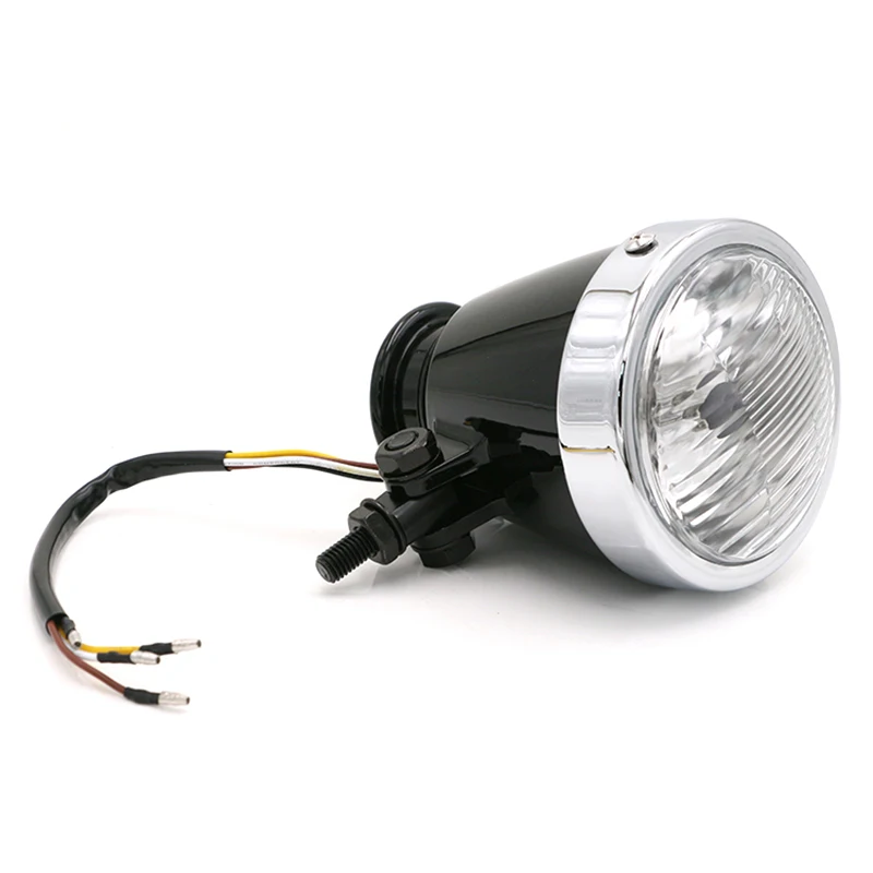 Nuoxintr 12V Motorcycle Headlight Lamp Metal Motocross Head Lamp For Harley Suzuki Cafe Racer Bobber Chopper