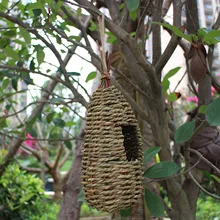 Высококачественное Птичье гнездо с натуральной травой яичной клеткой Наружное Декоративное плетеное подвесное попугай дом 1 шт