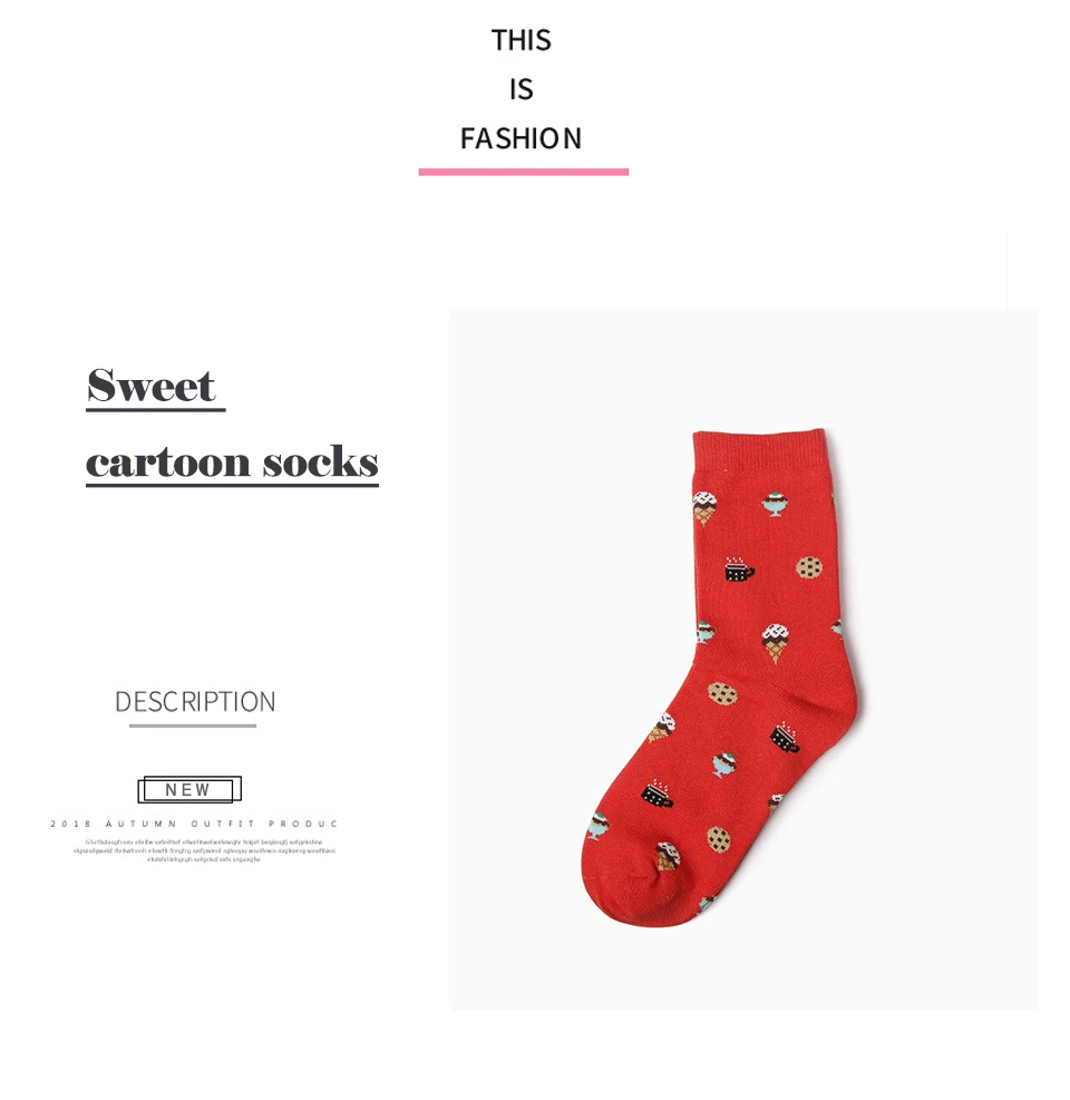 2018 Hot New Korean Fresh Fruits Socks Cute Fruit Print Women's Sock Comfortable Cotton Embroidery Kawaii Funny Cartoon socks (3)