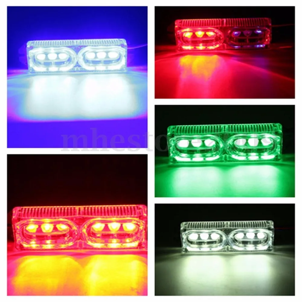 

Car Styling 6 LED DRL Motorcycle Strobe Brake Day Light Flash Police Warning Signal Lamp Red White Yellow Blue Green Red-Blue