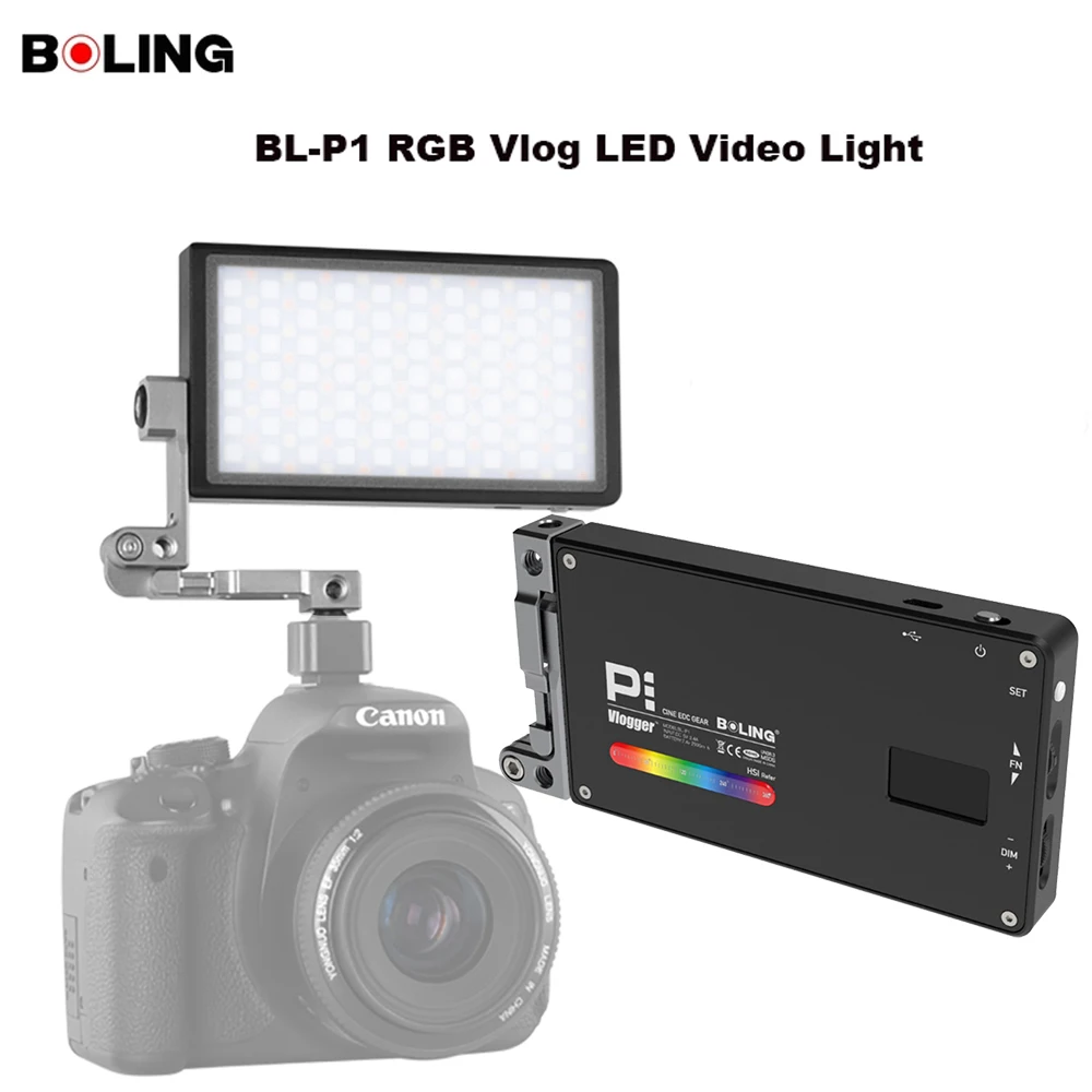 

Original Boling BL-P1 RGB LED Video Light Dimmable Full Color Studio Vlog Photography Lighting with 360 Bracket for DSLR Camera