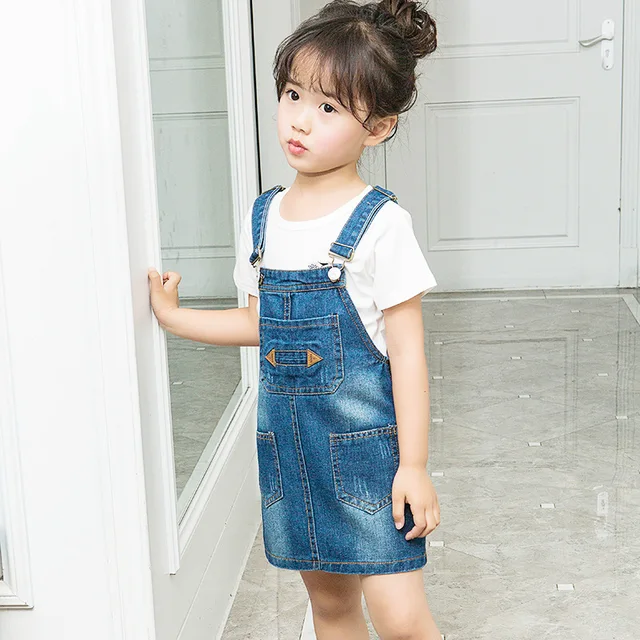 2 3 4  6  8  Years Kids Denim Jumpsuit 2017 New Fashion Children Overalls Jeans Pants dress Girls Jeans Trousers