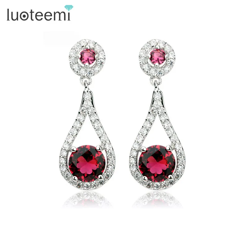 

LUOTEEMI Brand Arrival Four Colors Choice Hearts And Arrows Zircon Elegant Drop Earrings Fashion Women Jewelry Factroy Wholesale