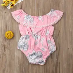 Emmababy бренд 2019 Одежда для новорожденных и маленьких девочек, с цветочным принтом, со складками, с открытыми плечами, комбинезон боди пляжный