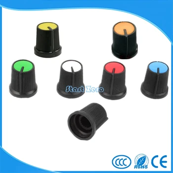 

2PCS 6mm Shaft Hole Dia Plastic Threaded Knurled Shaft Taper Volume for Potentiometer Knob Cap