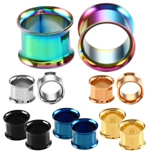 2 шт./лот, стальные беруши и тоннели, расклешенные, розовое золото, тоннели для уха, пирсинг для уха, измерительные приборы, пирсинг для уха, ювелирные изделия для тела