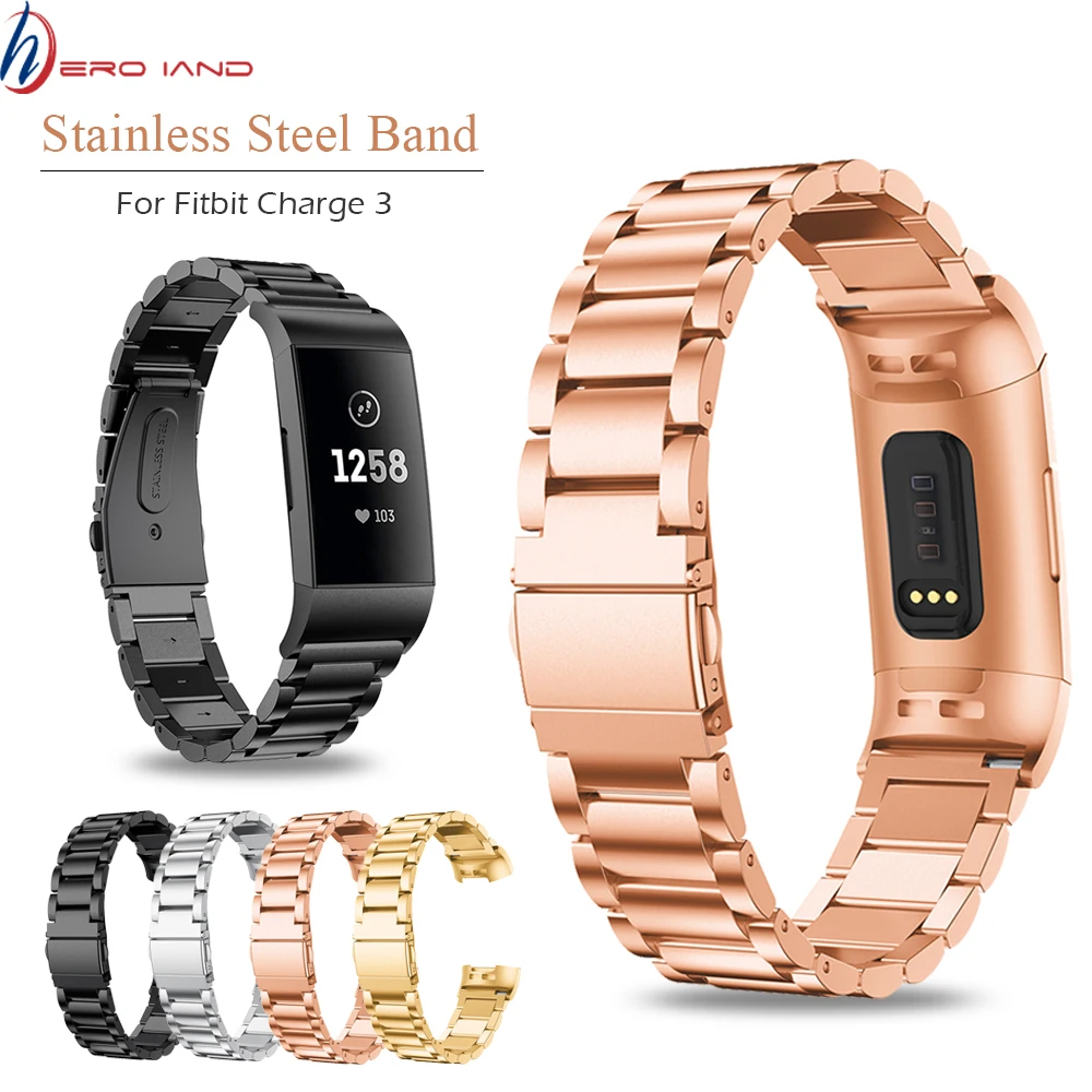 

Stainless Steel Band for Fitbit Charge 3 Strap For Fitbit Charge 3 Smart Wristband Replacement Slingshot Buckle Solid Metal Belt