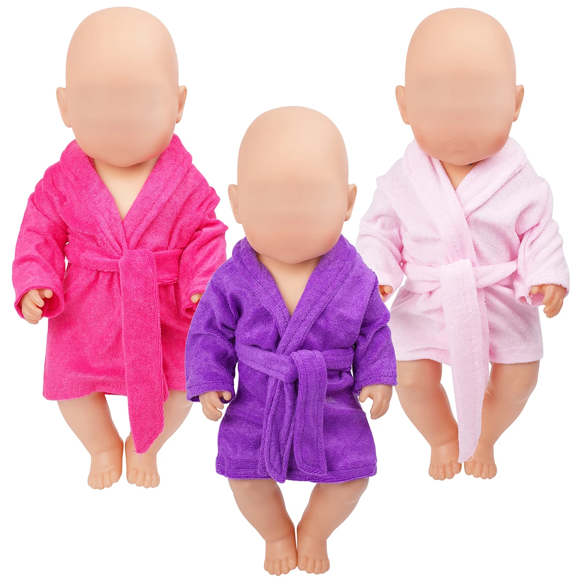

PellyBaby Doll Clothes Robe Born Baby Pajamas fit 40-43cm Baby Doll Bathrobe, Purple Pink Rose Red