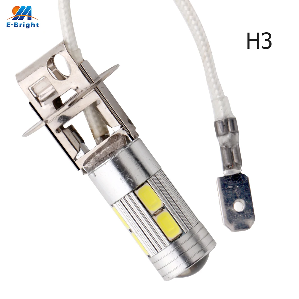 10 шт. H3 H1 противотуманный светодиодный 5730 SMD 10 светодиодный противотуманный автомобильный светильник, белая противотуманная светодиодная лампа, головной светильник с линзой