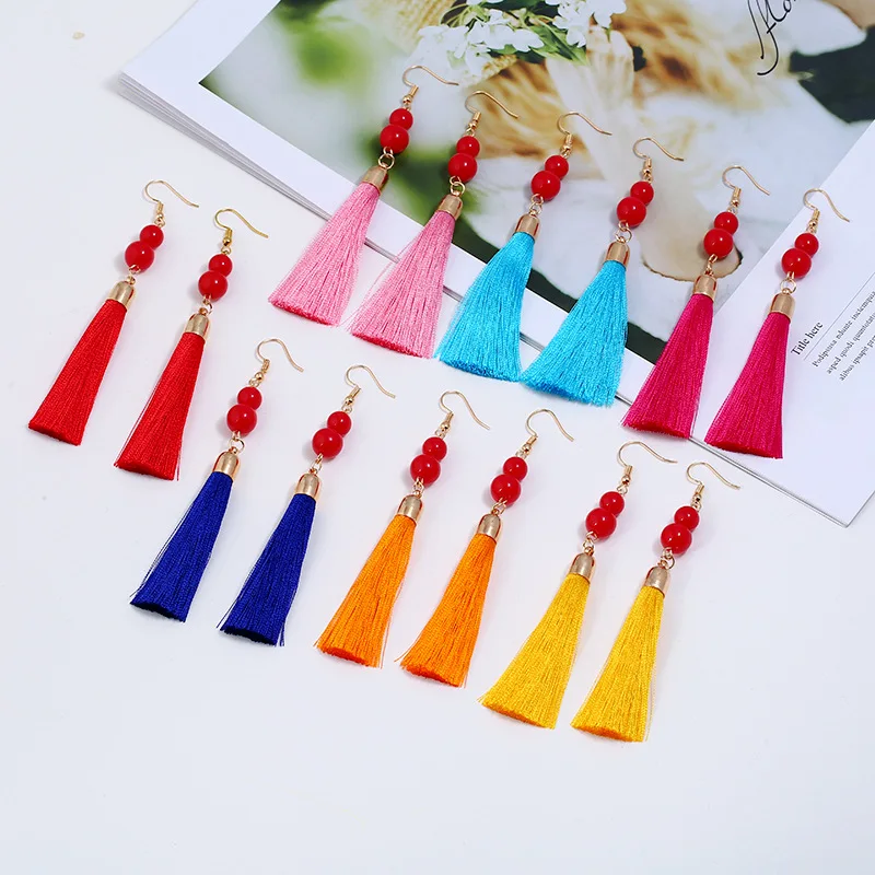 

FLDZ New pendant tassel earrings retro charm 7-color fringe fall earrings women's fashion jewelry fast transport good quality