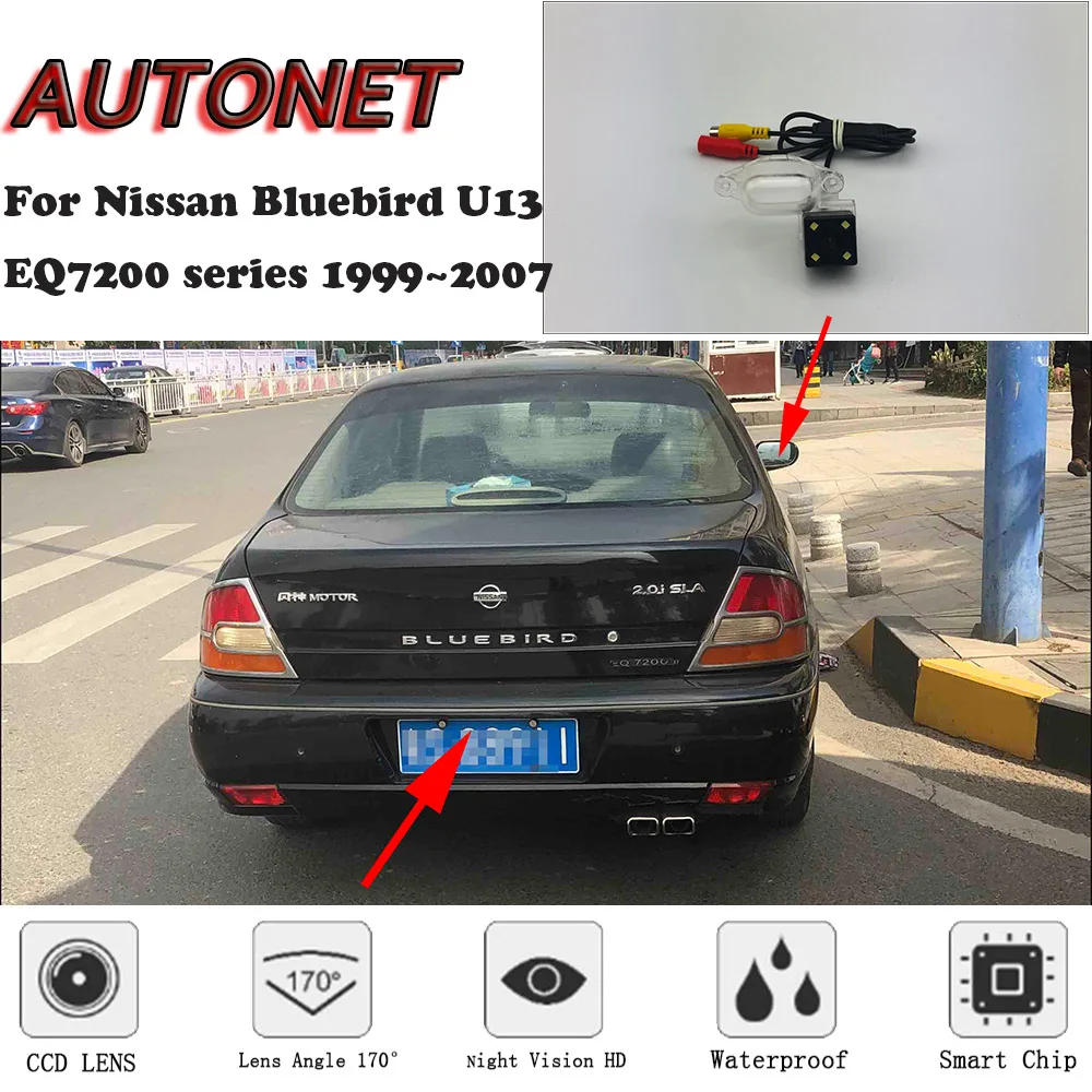 Камера заднего вида AUTONET HD с ночным видением для Nissan Bluebird U13 EQ7200 series CCD/парковочной