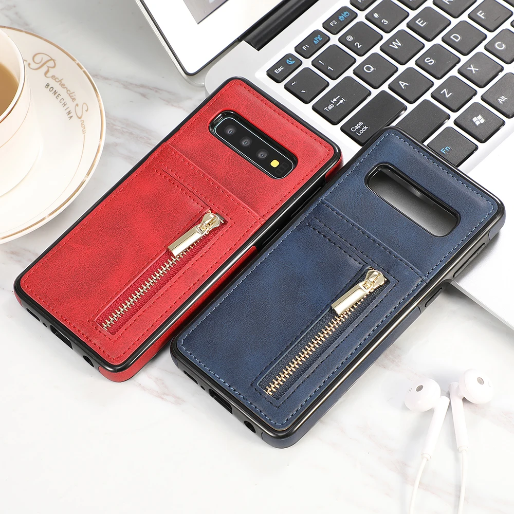 

Zipper Design Wallet Card Pocket Phone Case For Samsung S8 S9 S10 Plus S10e S7 Edge Leather Back Cover For Samsung Note 9 8 Case