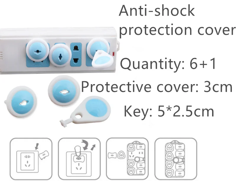 6+ 1 шт., русская, европейская, стандартная, Детская электрическая розетка, двухфазная Безопасная крышка с замком для детей, детская безопасность