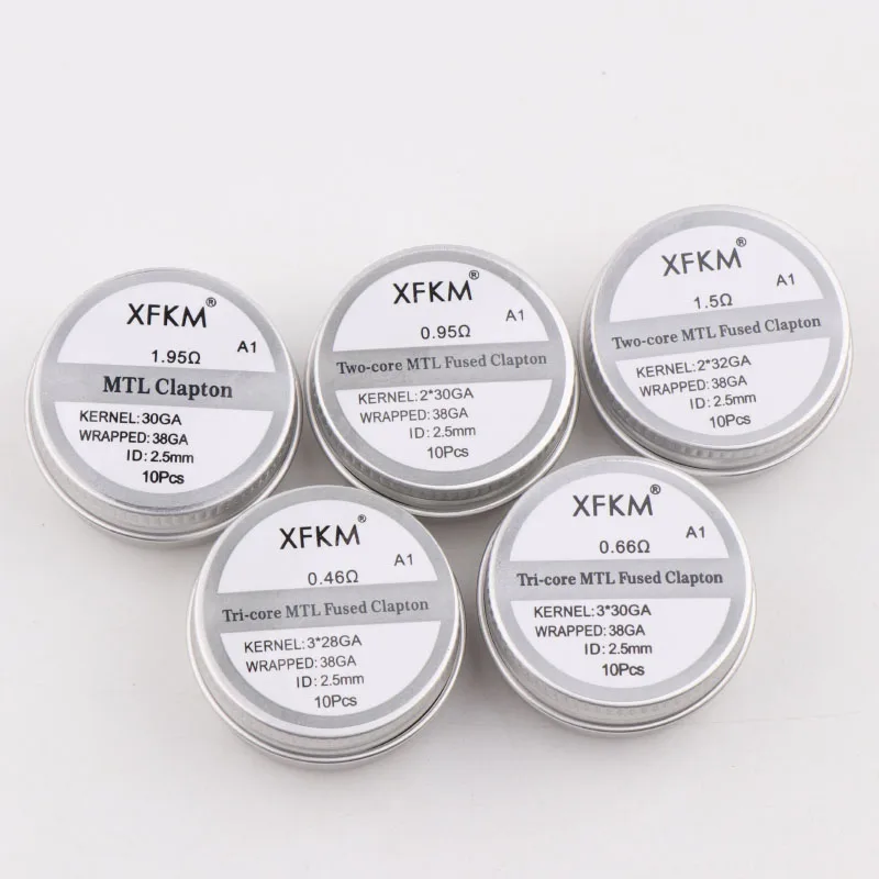 Новая нагревательная проволока XFKM 10 шт./кор. NI80/A1/SS316L MTL Clapton готовые катушки для RDA