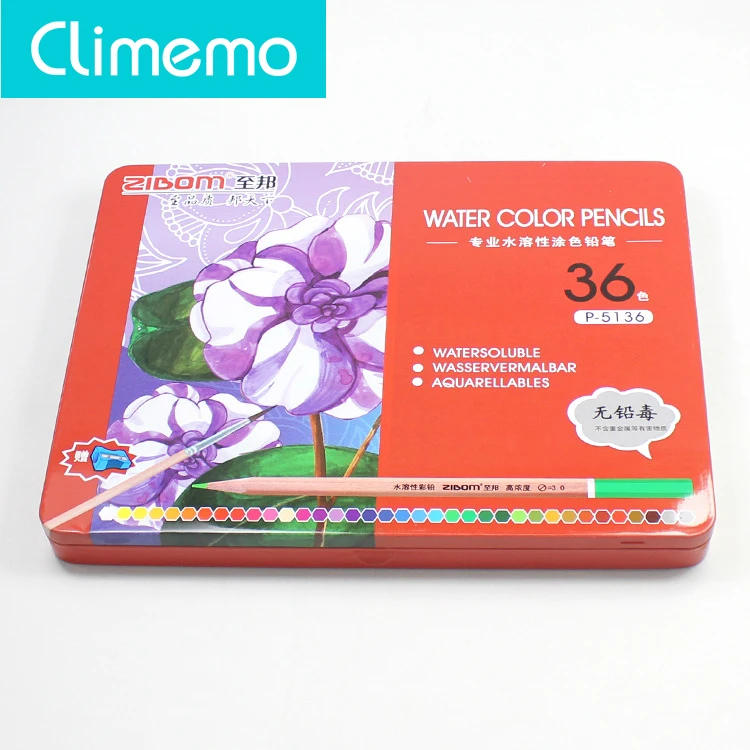 

Climemo colour pencil 36-colour water-soluble colour pencil high-grade iron box set filling pen stationery wholesale