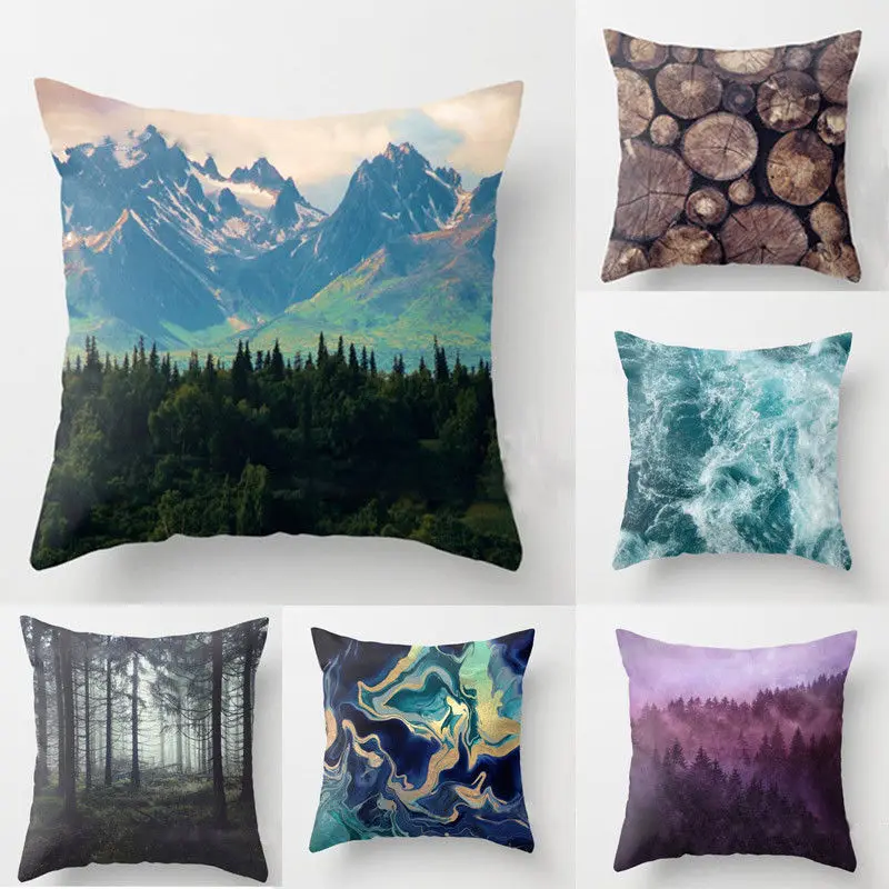 

1Pcs New Linen Tree Forest Pattern Pillow Case Cover Sofa Waist Sofa Bed Decorative Pillowcase Cushion Cover Home Decor