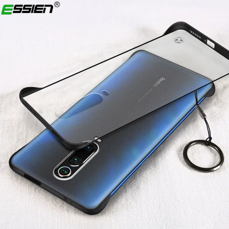 

ESSIEN Frameless Transparent Matte Hard Phone Case For Redmi K20 Pro case Cover With Finger Ring Cases For Xiaomi mi9 mi8