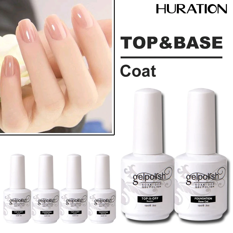 

Huration Top Base 15ml Base and Topcoat UV Gel Nail Polish Transparent Soak Primer Gel Polish Long Lasting Nails Art Gel Polish