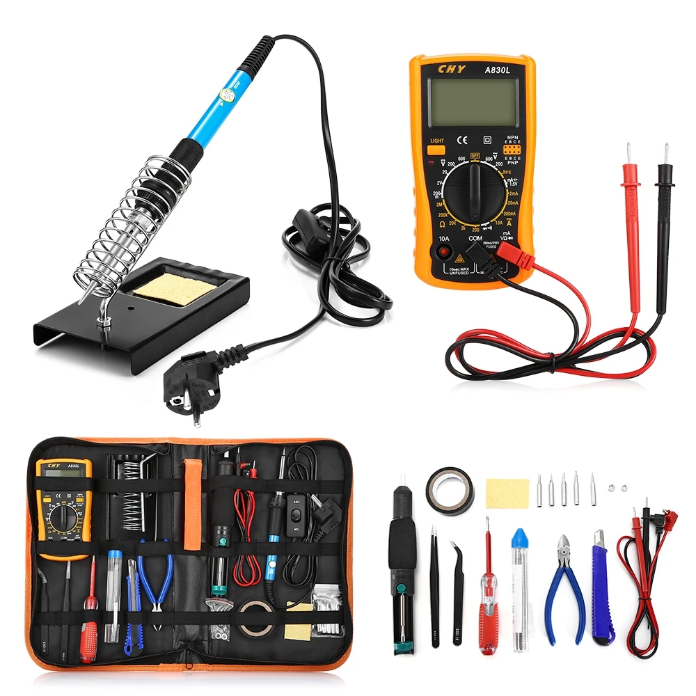 23 в 1 60 Вт Многофункциональный паяльник набор инструментов для различных электронных устройств с полиуретановой сумкой EU US UK Plug - Цвет: EU Plug