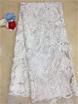 

whiye Color New Design African Lace Fabrics High Quality French Lace Fabric For Party Dress Nigerian Beaded Lace Fabric(FJ194