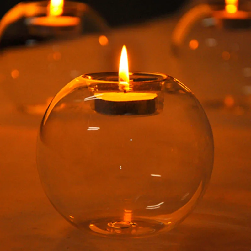 Diameter=8cm 100pcs/pack Round Glass Candle Holder Table Glass Vase