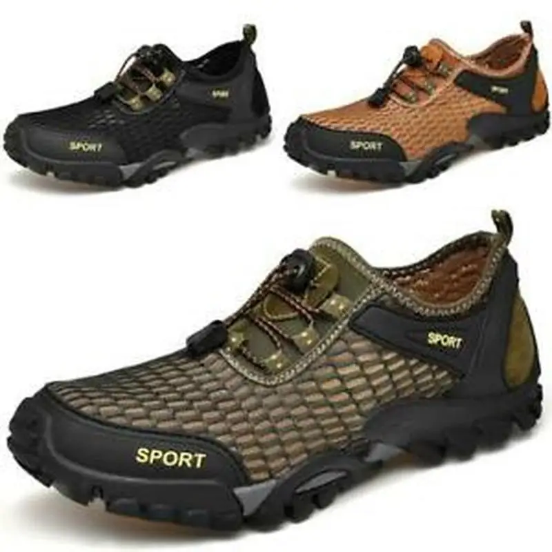 

Chic Mens Mesh Breathable Lace Up Flats Round Toe Non-slip Shoes Athletic Casual 4Colors Summer A470