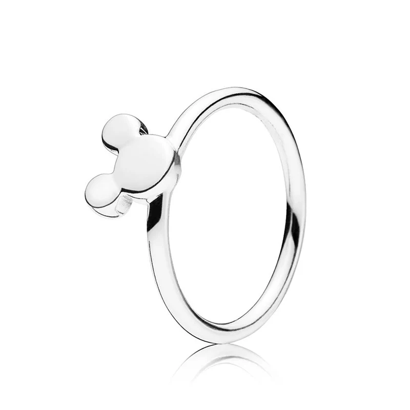 

MYBEBOA 100% 925 Sterling Silver Limited Edition Circle Disny, Cartoon Mouse Silhouette Ring for Women Engagement Jewelry