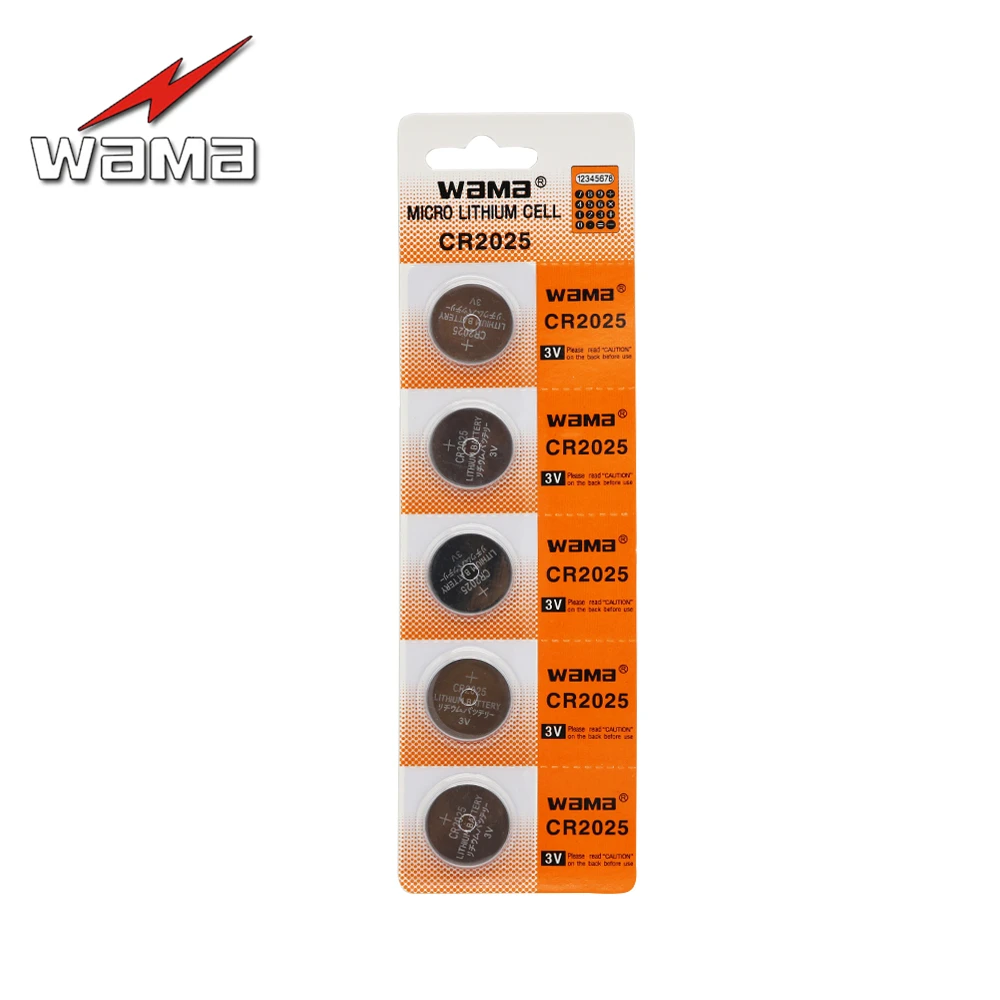 

5x Wama CR2025 Button Cell Coin Battery BR2025 2025 DL2025 ECR2025 KCR2025 LM2025 Li-ion Lithium 3V Car Remote Batteries