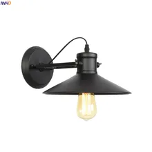 IWHD Black Metal Retro Wall Lights Fixtures Bedroom Hallway Loft Vintage Wall Lamp Sconce LED Edison Wandlamp Lamparas De Pared retro loft edison wall lamp bedroom louis poulsen wall lights for home rustic industrial wall sconce lamparas de pared pipe lamp