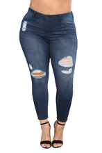 

F.N.JACK Plus Size Womens Sexy Girlfriend Jeans Light Wash w/Ripped Extra Size