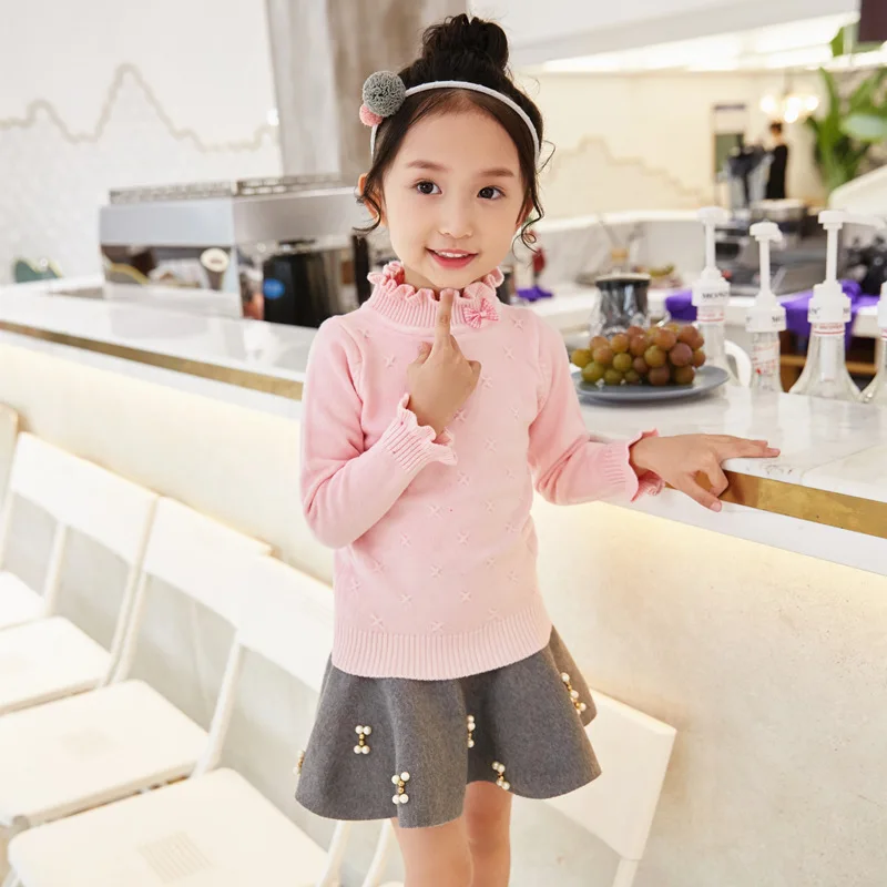 2018 Autumn Winter Cute Baby Girls Sweaters Kids Clothes For Knitted Bottoming Princess Sweaters Baby Girl Clothes for 2-7yrs