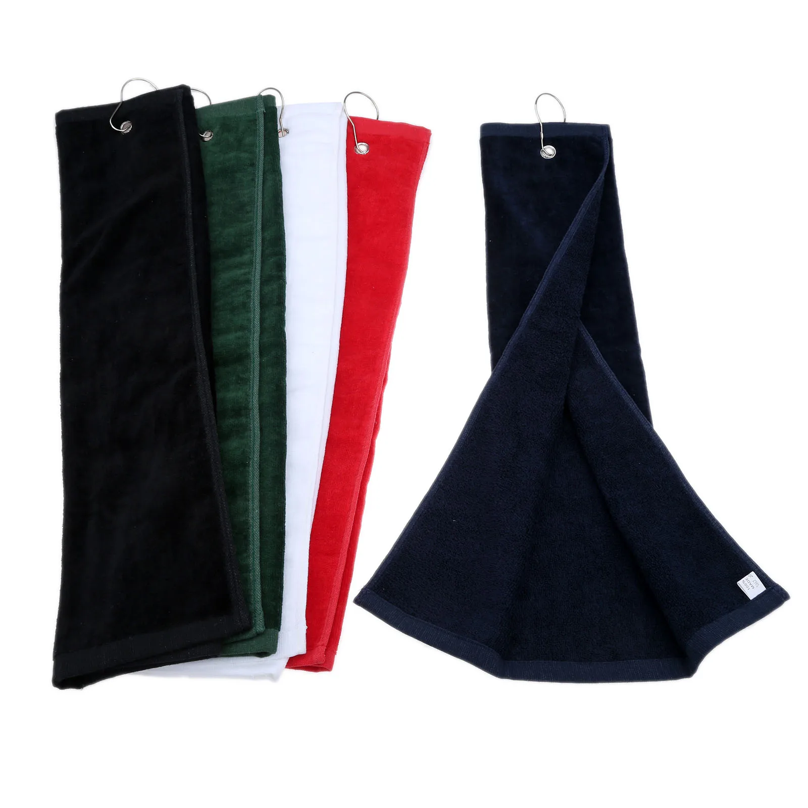 دائم ثلاثي أضعاف جولف الرياضة المشي منشفة قطن مع شنقا حلقة تسلق حلقة صالح يثقب حقيبة غولف جولف التدريب أدوات تنظيف