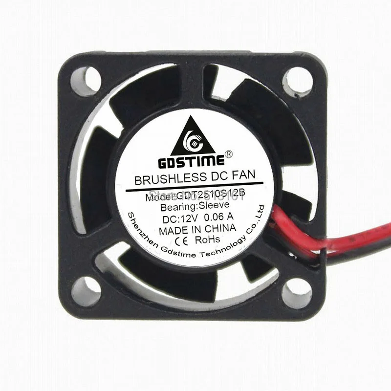 

GDT 12v cooler fan 2pin mini dc 2510 25mm 25x25x10