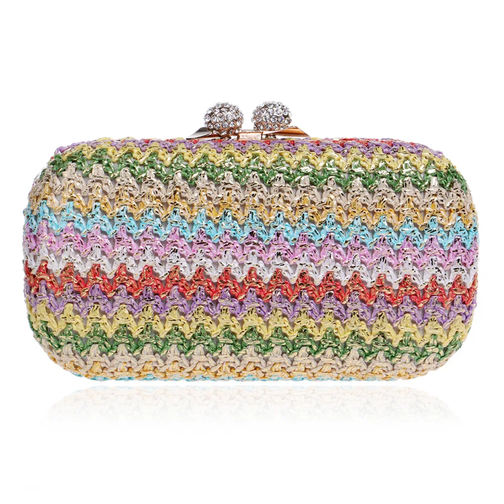 

2018 Women's Chic and Woven Day Clutch with Shining Diamonds, Necessary for Wedding and Dating, Chain Bag