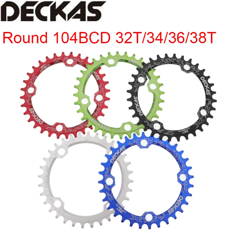 Deckas передняя Звездочка 104 BCD круглый стержень для shimano 32 t/34/36/38 T MTB велосипеда инструмент для демонтажа цепи велосипеда(руль зубчатая пластина кольцо в виде цепочки 104bcd