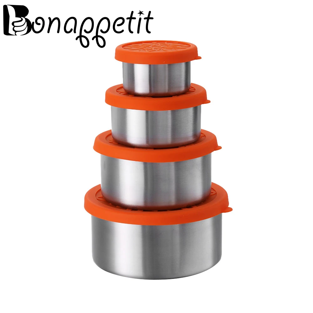 

New Stainless Steel Kitchen Storage Fresh-keep Food Container Box With Silicone Seal Cover Eco-Friendly Microwavable Leakproof