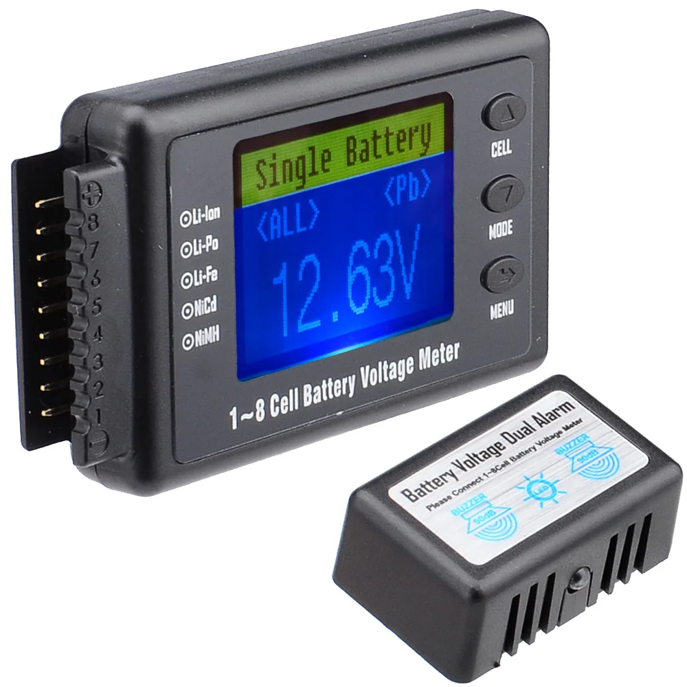 BVM 8s 1 8 Cell Battery Voltage Meter Lilon/LiPo/LiFe/NiCd/NiMH/Pb Alarm Color LCD Free Shipping