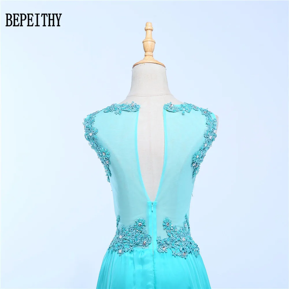 BEPEITHY vestido de festa Элегантное длинное вечернее платье из тюля с глубоким вырезом сзади и блестками аппликация вечернее платье Robe De Soiree