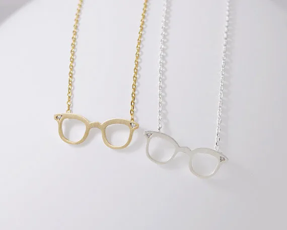 2014-Fashion-18k-Gold-Silver-CZ-Glasses-Necklace-Free-Shipping (2)