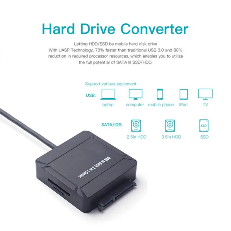 Адаптер USB 3 0 к SATA внешний концентратор в 1 для жестких дисков 2 5/3 5 дюйма SSD с