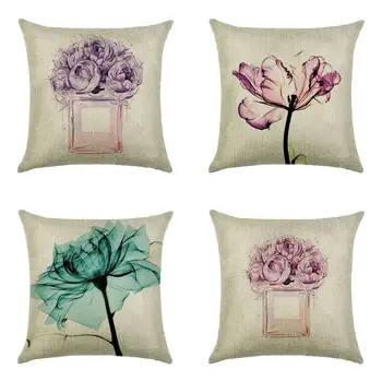

Linen Throw Pillows Cases for Couch Decorative Cushion Covers Set of 4 ，18 x 18 Inches Made of A Grade Cotton Linen