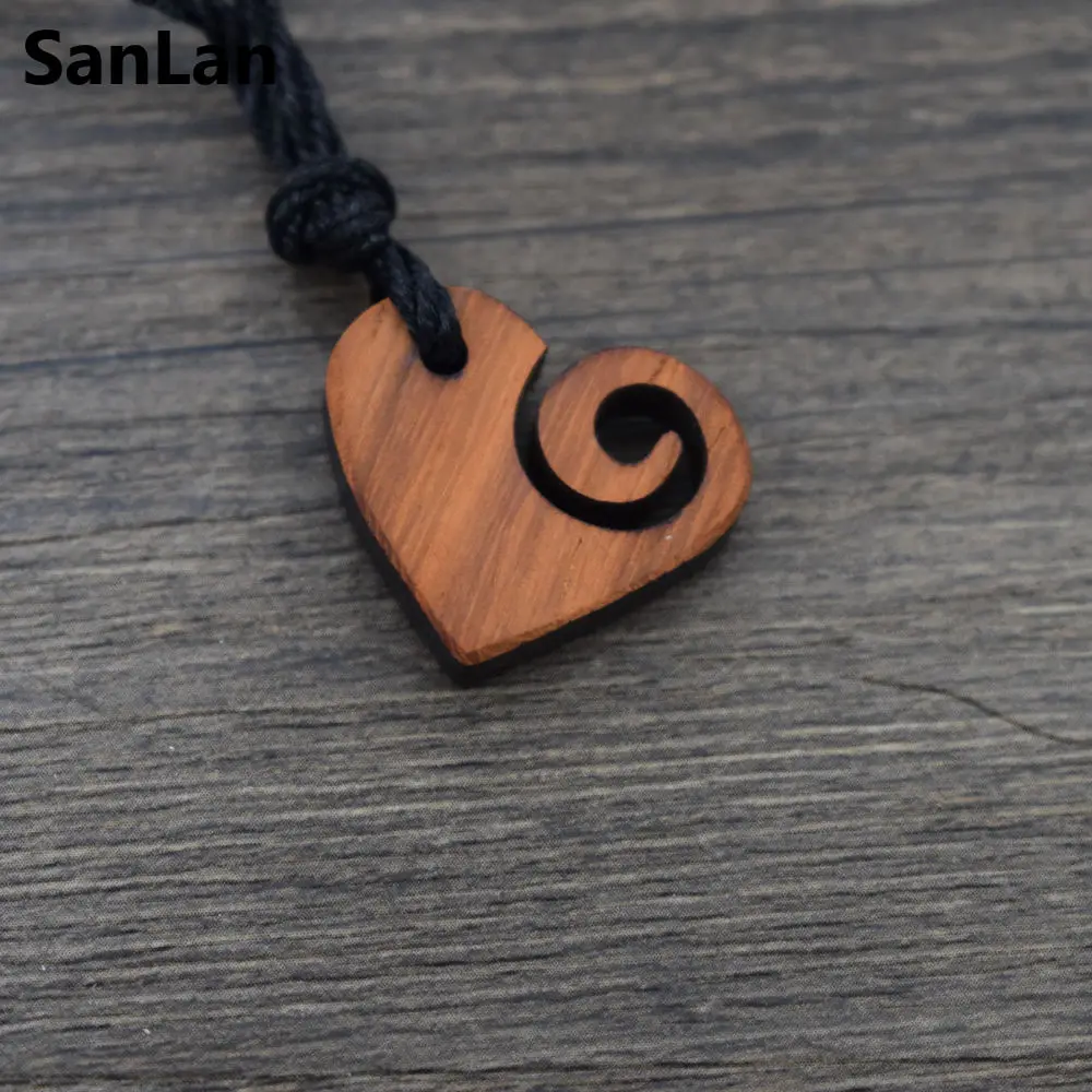 SanLan 1 шт. деревянное ожерелье i love Wave океанское сердце волна ювелирные