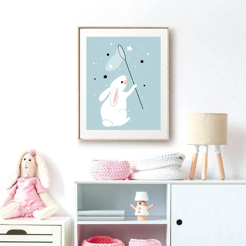 cute rabbit poster print kids room decor