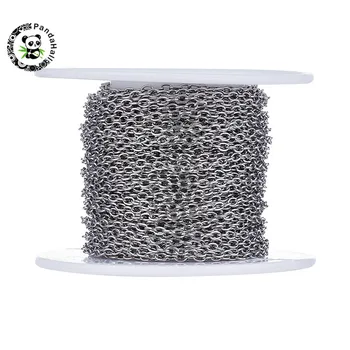 

1Roll Unwelded 304 Stainless Steel Cross Chains Roll for Jewelry DIY about 10m/roll
