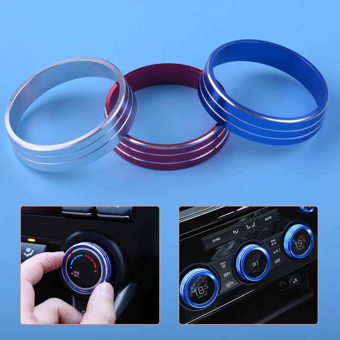 

DWCX 3pcs Aluminum Alloy A/C Heater Climate Control Switch Buttons Knobs Cover Trim Ring Fit For Mitsubishi Lancer Outlander