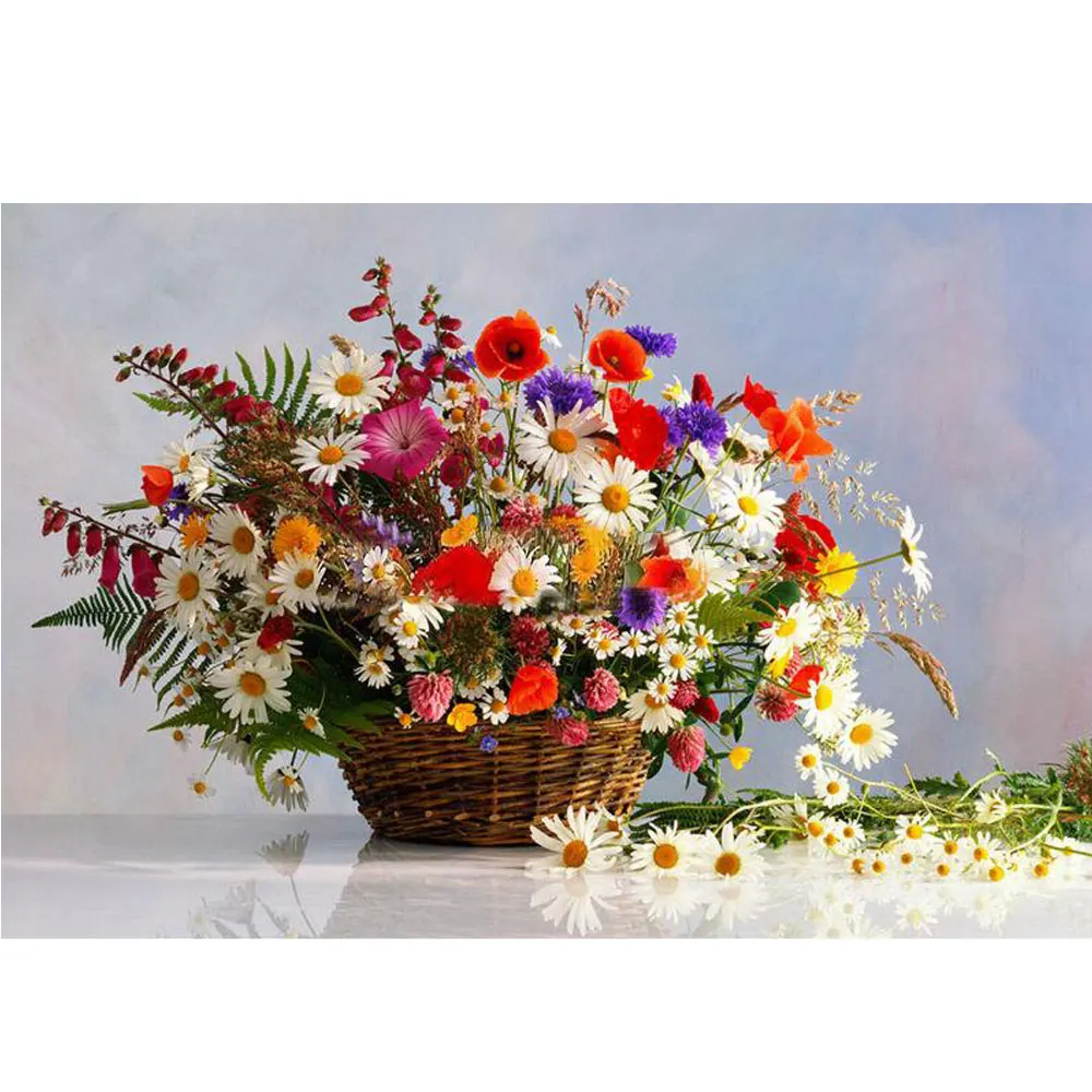 Us 644 39 Officon Mosaic Needlework Diamond Cross Stitch Daisy Flower Fruit Basket Full Diamond Embroidery 5d Diy Diamond Painting Home Decor In